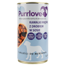 PURRLOVE mokra karma dla psa Drób puszka 1250g Kawałki mięsne