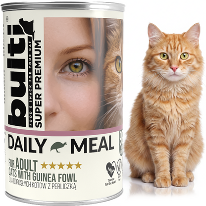 BULTI Daily Meal Adult mokra karma dla kota perliczka, puszka 36 x 400g