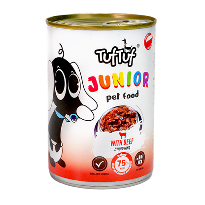 Tuf Tuf Junior pełnoporcjowa dla szczeniąt z wołowiną w sosie 415g