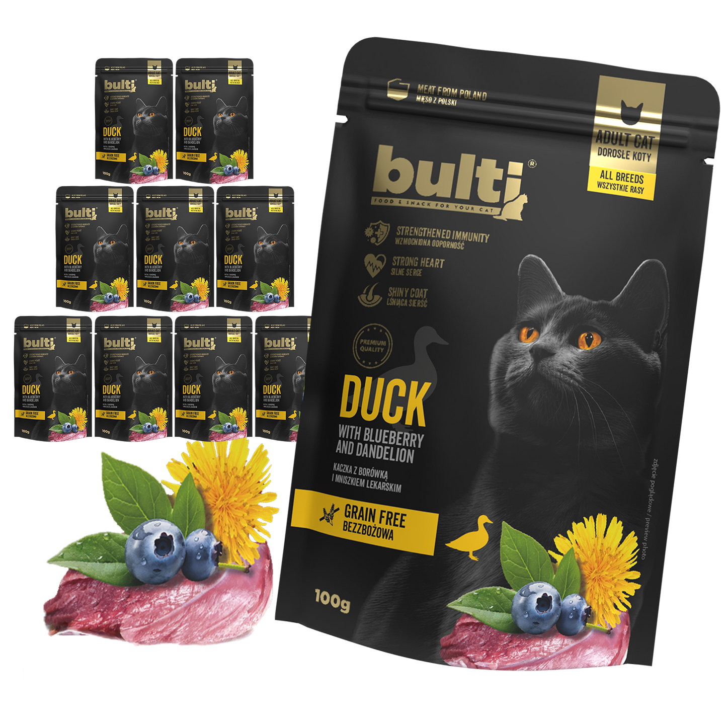 Bulti superfood kaczka z borówką i mniszkiem 10x100g
