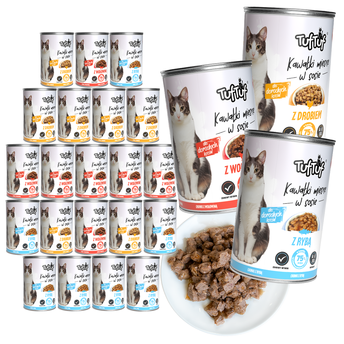 TufTuf – mix smaków kawałki w sosie 24x415g