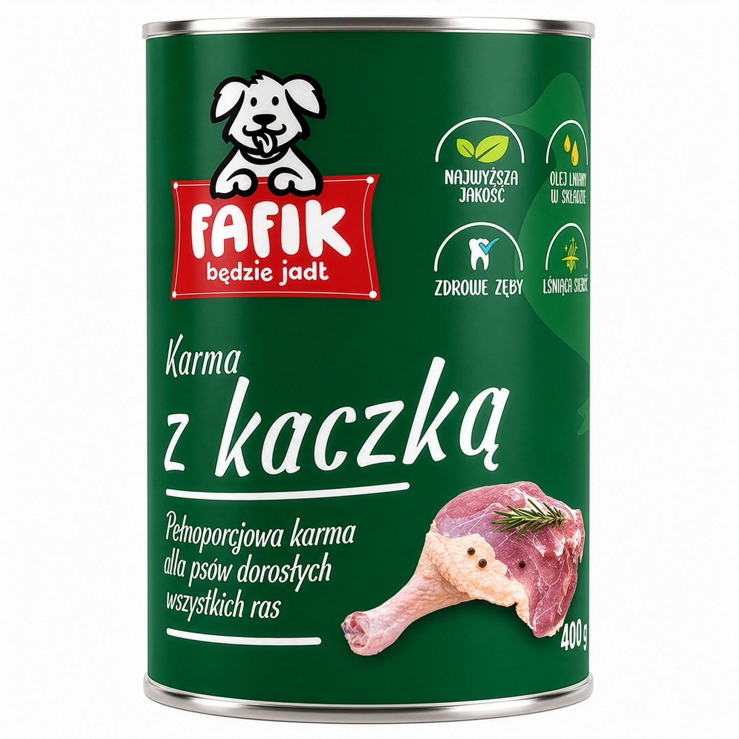 FAFIK mokra karma dla psa Kaczka puszka 400g Pełnoporcjowa