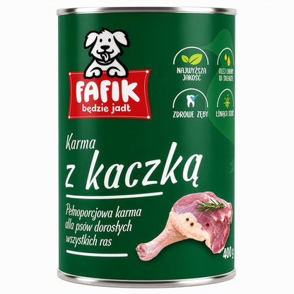 FAFIK mokra karma dla psa Kaczka puszka 400g Pełnoporcjowa