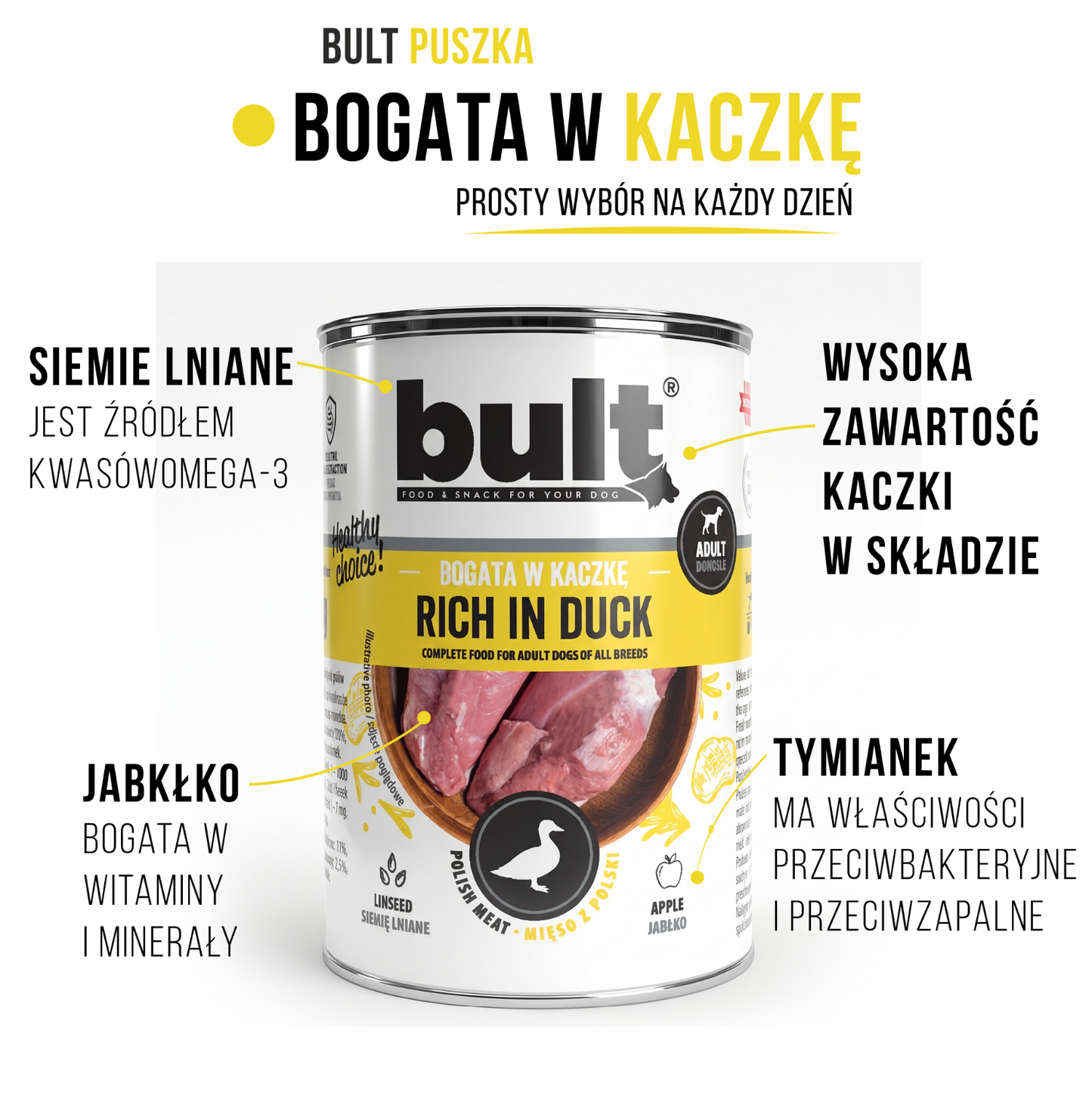 BULT mokra karma dla psa Kaczka puszka 400g Pełnoporcjowa