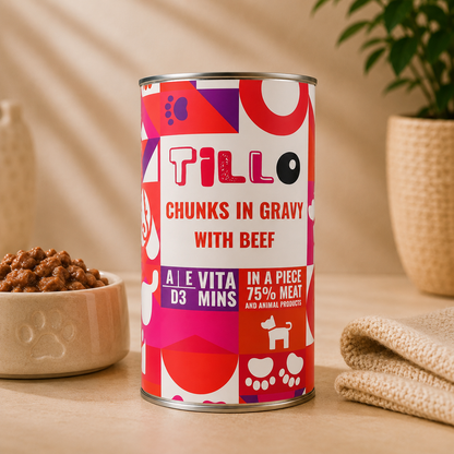 TILLO mokra karma dla psa Wołowina puszka 1250g Kawałki w sosie