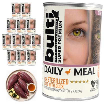 BULTI Daily Meal Sterilized mokra karma dla kota kaczka z kurczakiem, puszka 12 x 400g