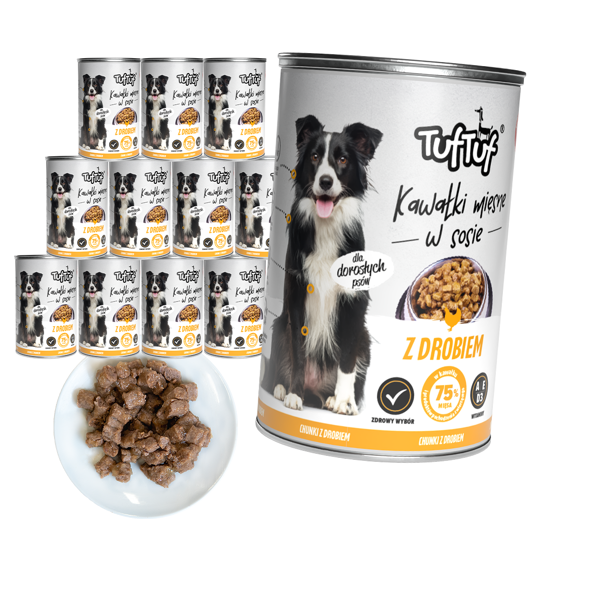 TufTuf puszka kawałki mięsne z drobiem Zestaw 12x415g