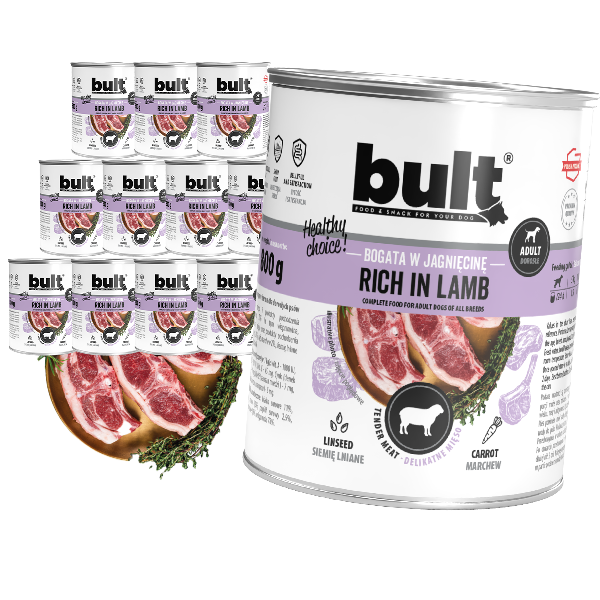 Bult puszka bogata w jagnięcinę Zestaw 12x800g