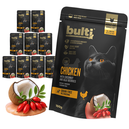 Bulti superfood kurczak z kokosem i jagodami 10x100g