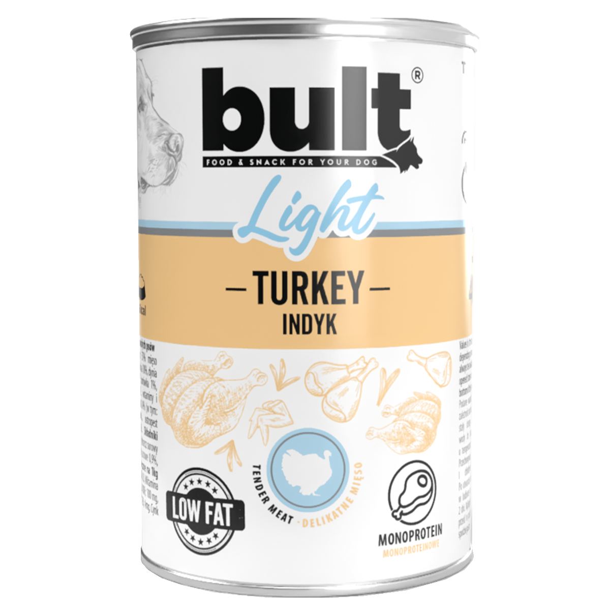 BULT LIGHT monobiałkowa mokra karma dla psa Indyk - puszka 400g