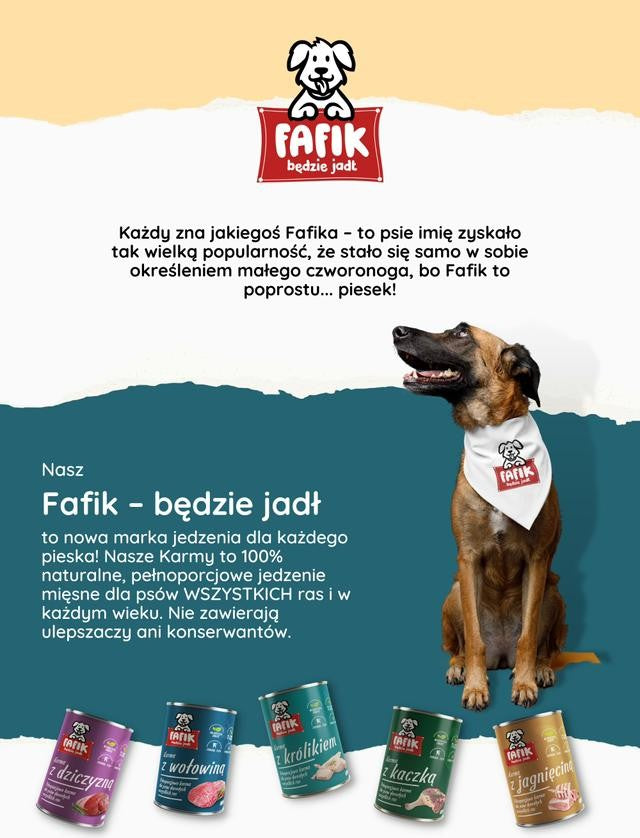 FAFIK mokra karma dla psa Wołowina puszka 400g Pełnoporcjowa