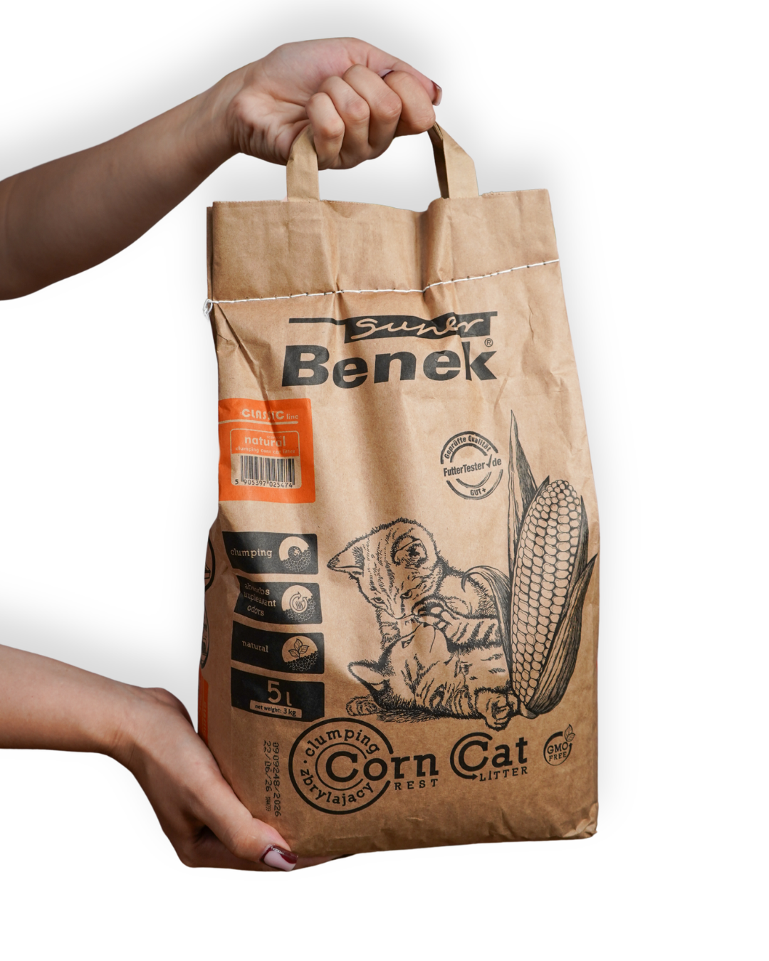 Super Benek Kukurydziany żwirek dla kotów 4x5L CORN CAT zbrylający (20L)