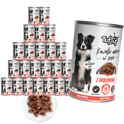 TufTuf puszka kawałki mięsne z wołowiną Zestaw 24x415g