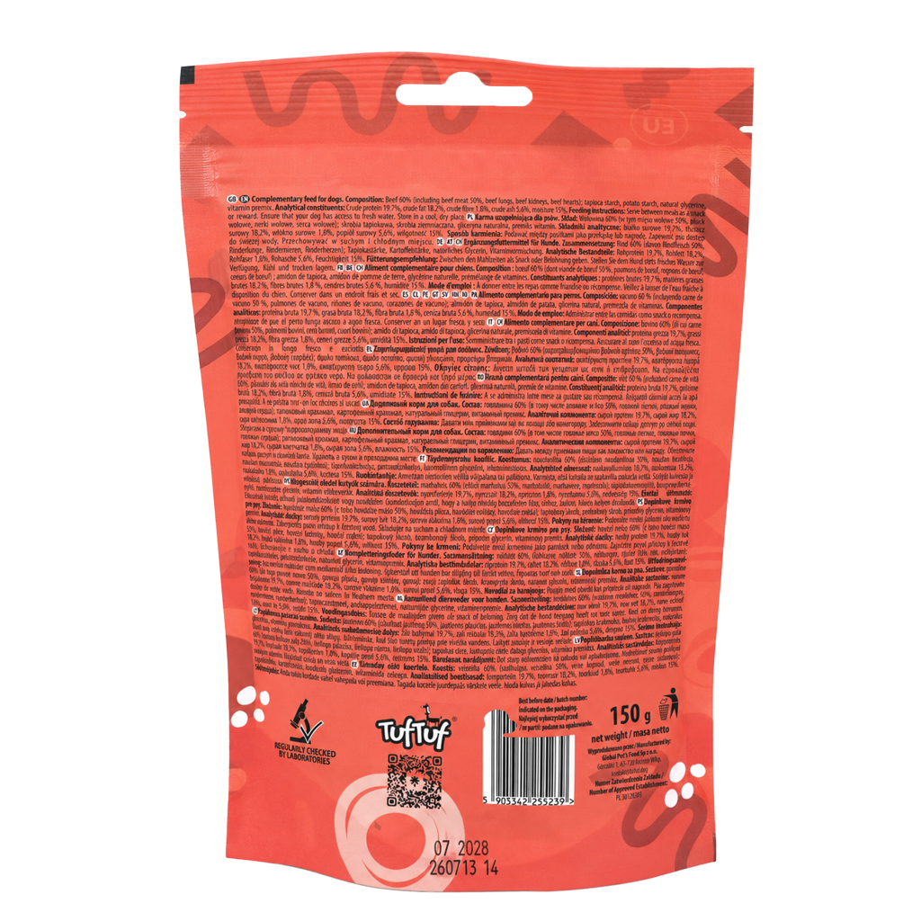 TufTuf CHONKY CHEWS WOŁOWINA - przysmak dla psa 150g