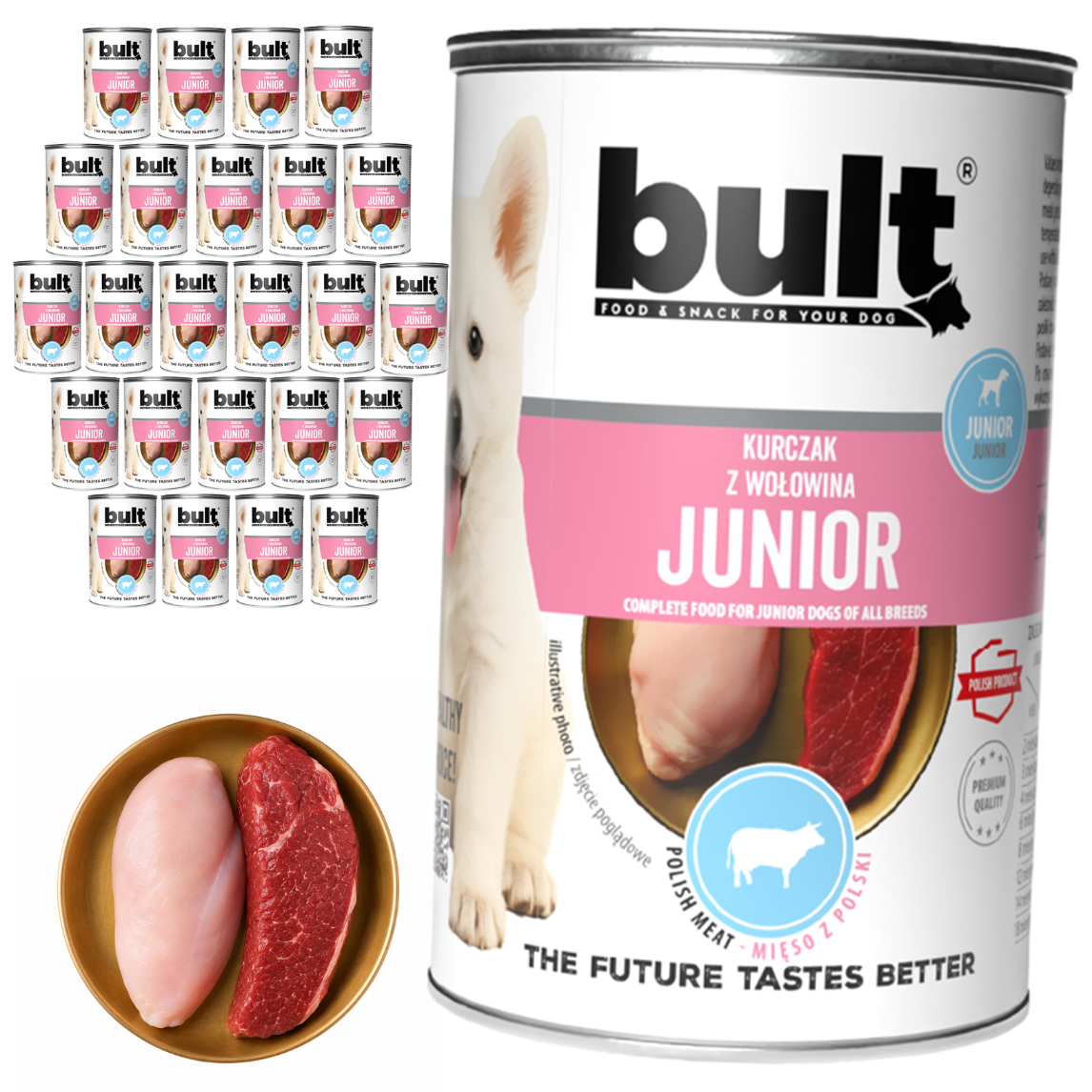 BULT JUNIOR mokra karma dla szczeniąt kurczak z wołowiną, puszka 24 x 400g