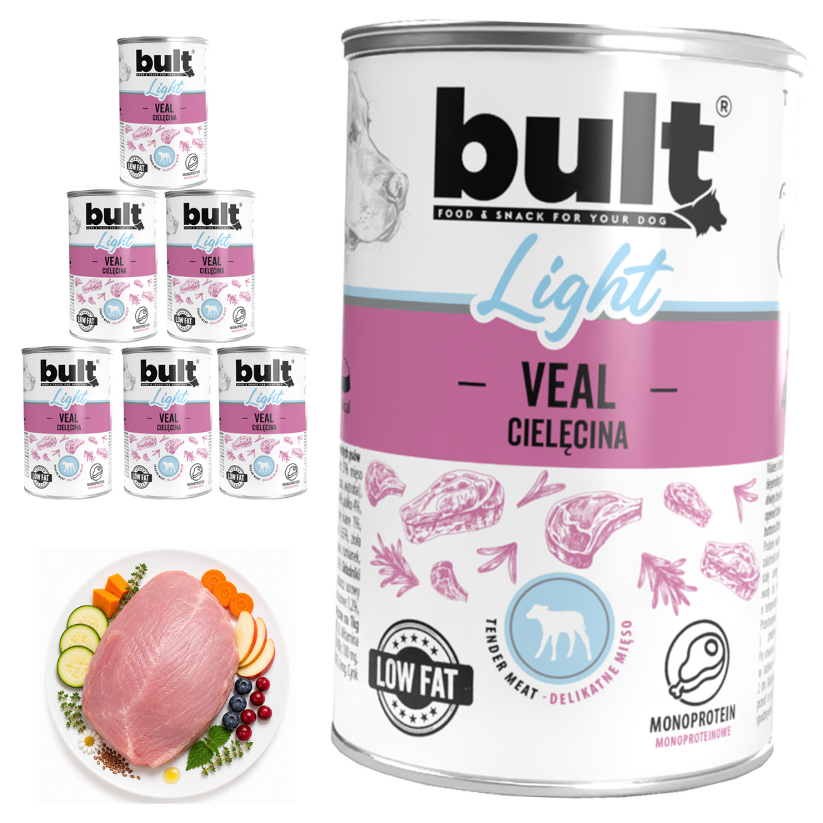 BULT LIGHT mokra karma dla psa cielęcina, puszka 6 x 400g