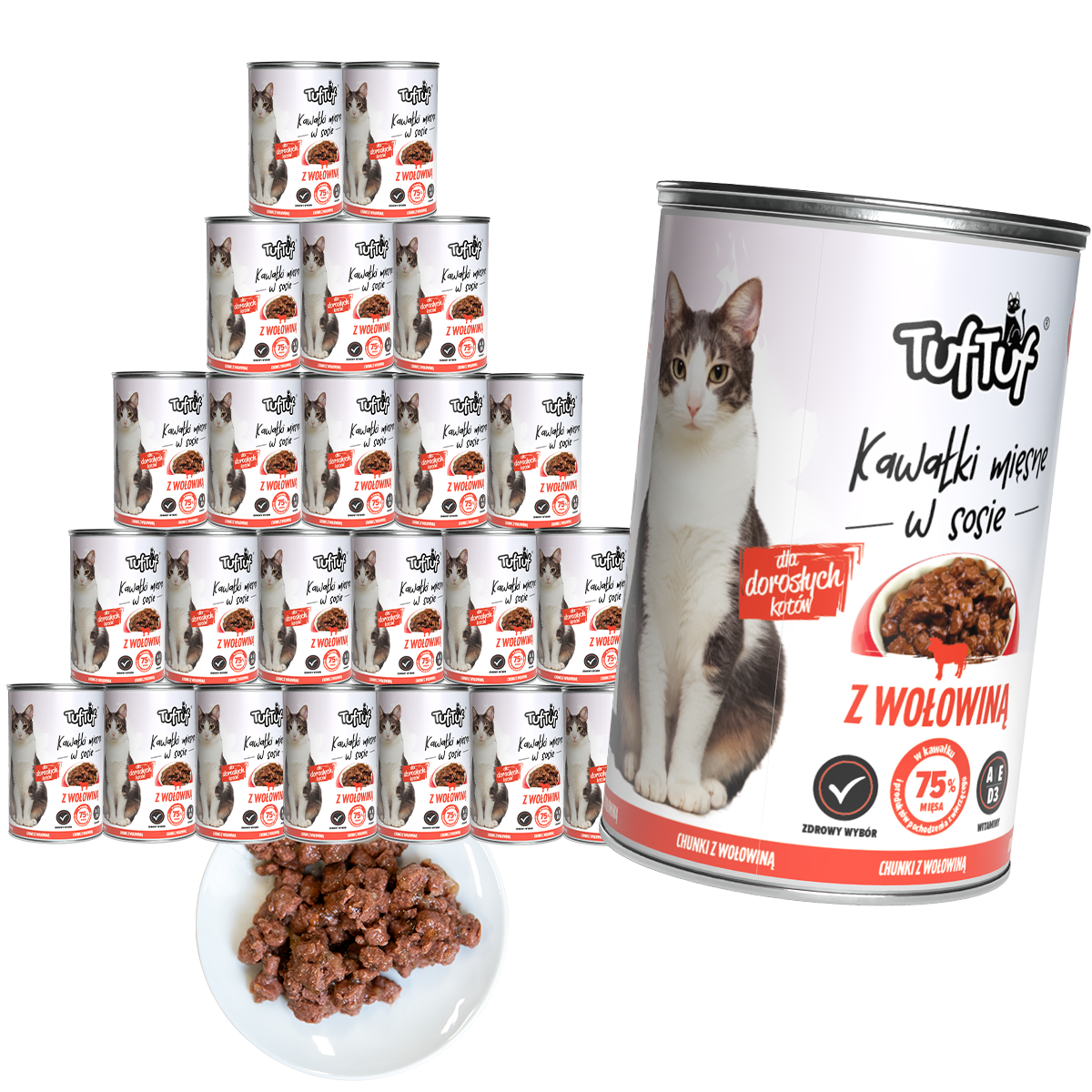 TufTuf puszka kawałki mięsne z wołowiną 24x415g