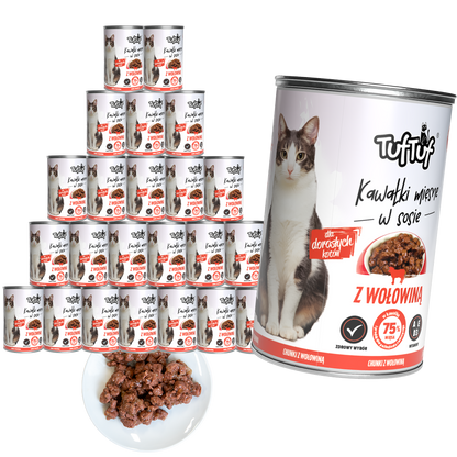 TufTuf puszka kawałki mięsne z wołowiną 24x415g