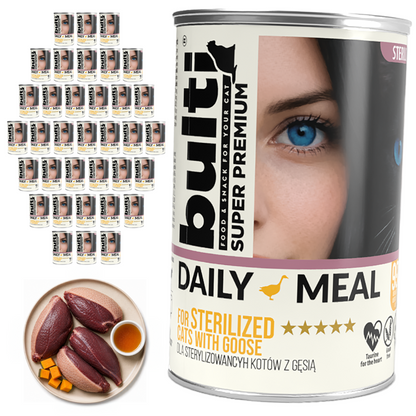 BULTI Daily Meal Sterilized mokra karma dla kota kurczak z gęsią, puszka 36 x 400g