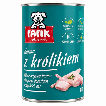 FAFIK mokra karma dla psa Królik puszka 400g Pełnoporcjowa