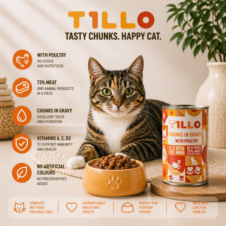 TILLO CHUNKY DRÓB - Kawałki w sosie dla kota puszka 415g