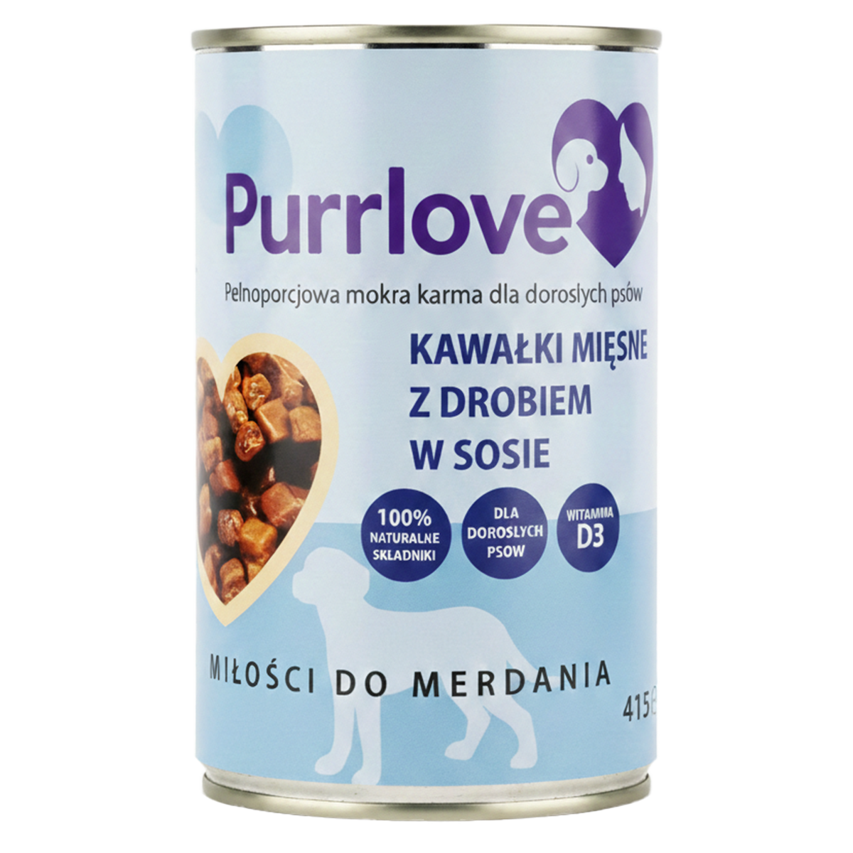 PURRLOVE Kawałki w sosie dla psa Drób - puszka 415g