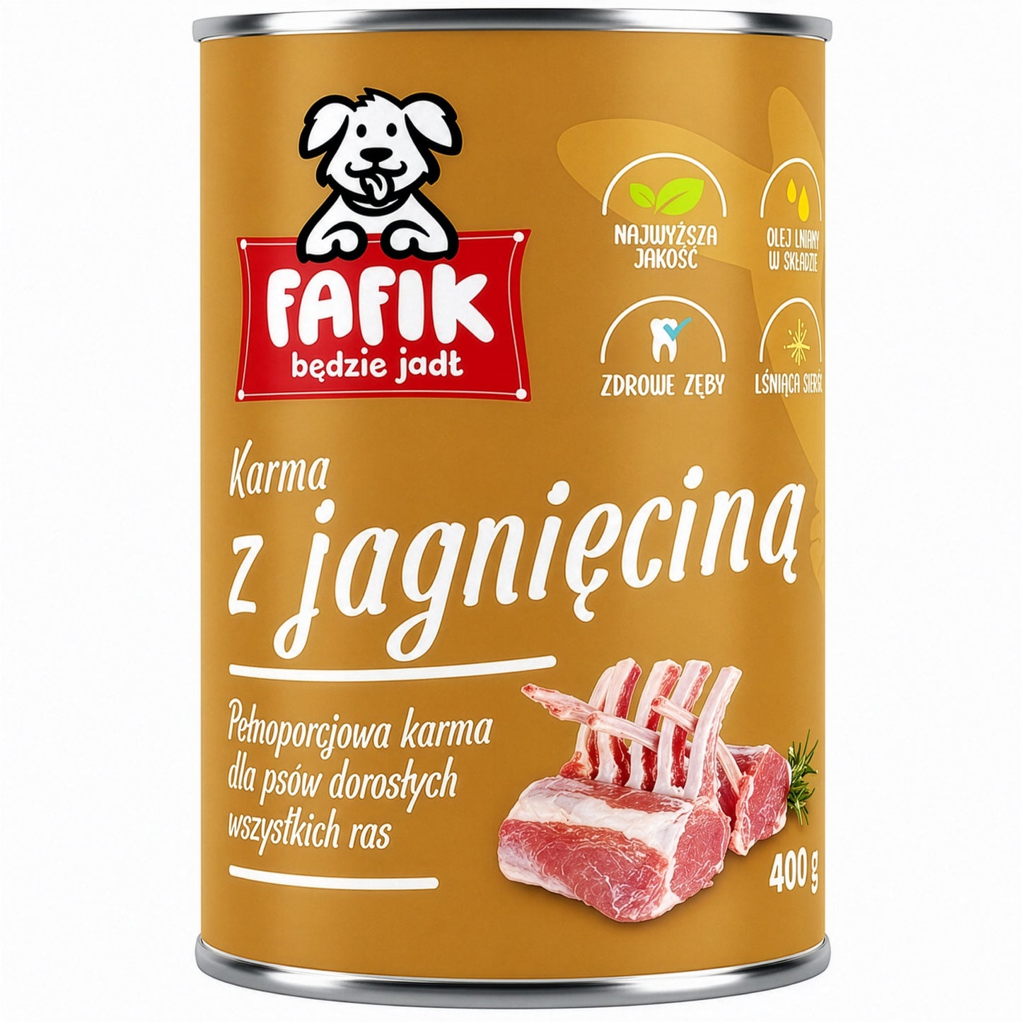 FAFIK mokra karma dla psa Jagnięcina puszka 400g Pełnoporcjowa