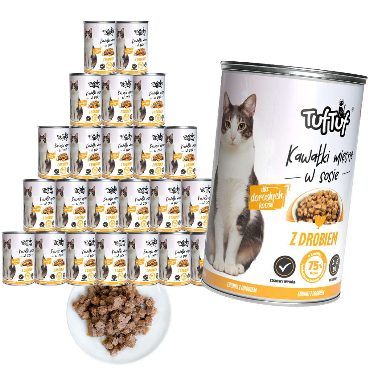 TufTuf puszka kawałki mięsne z drobiem Zestaw 24x415g