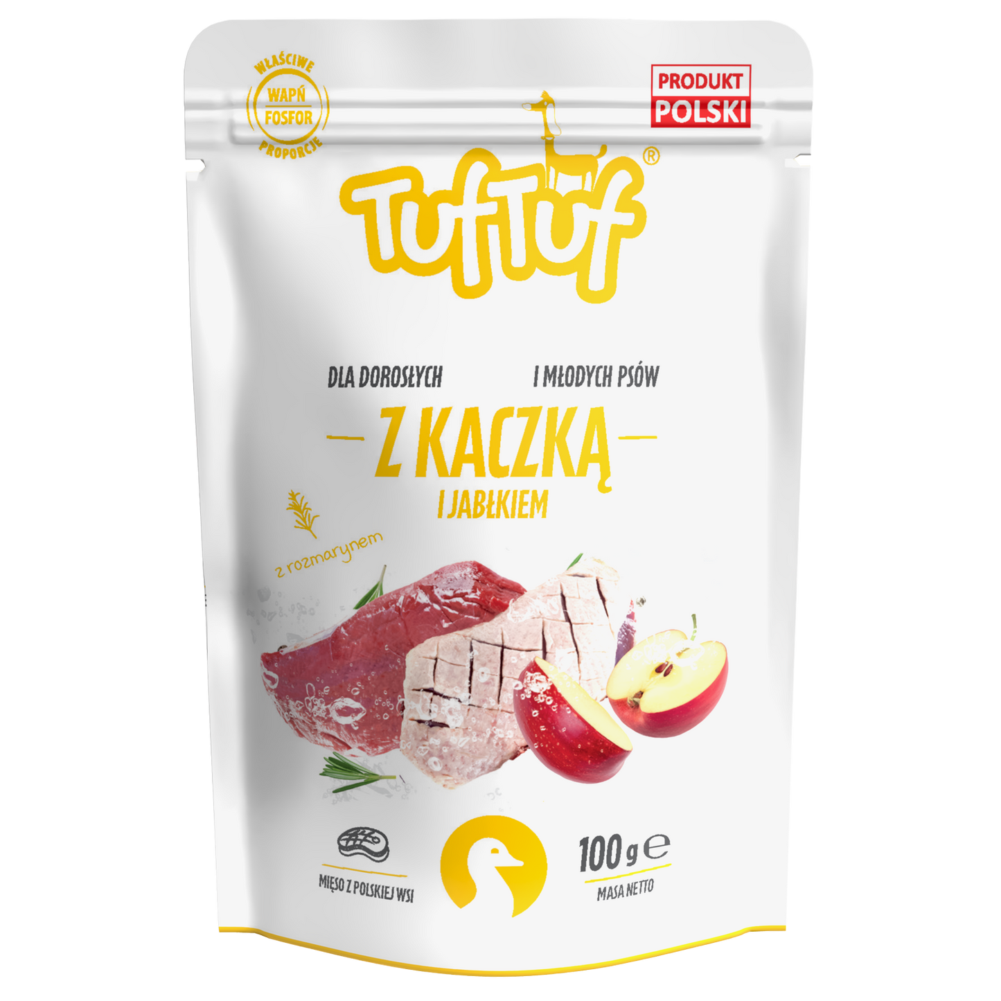 TufTuf mokra karma dla psa kaczka z jabłkiem - saszetka mielonka