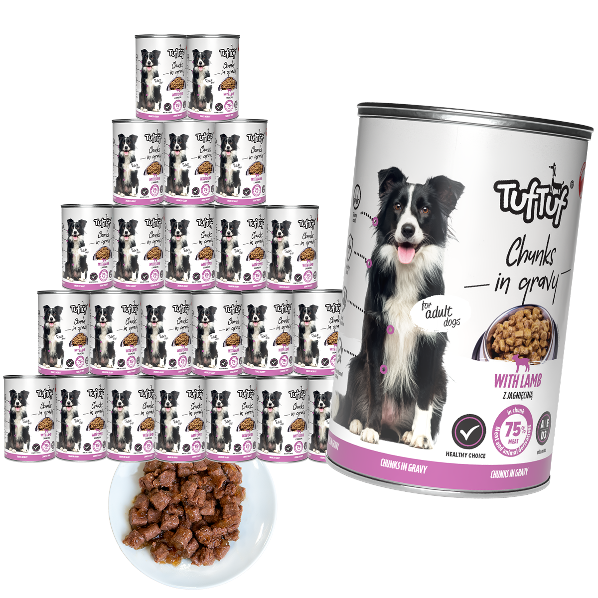 TufTuf puszka kawałki mięsne z jagnięciną 24x415g