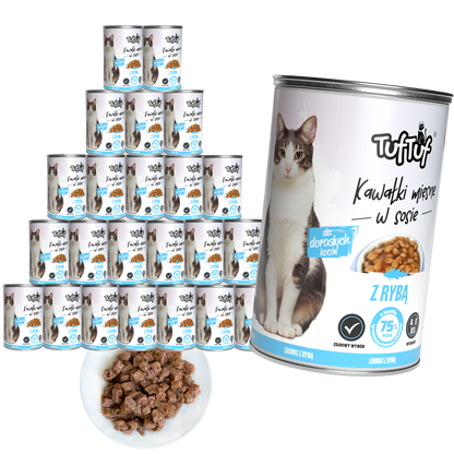 TufTuf puszka kawałki mięsne z rybą Zestaw 24x415g