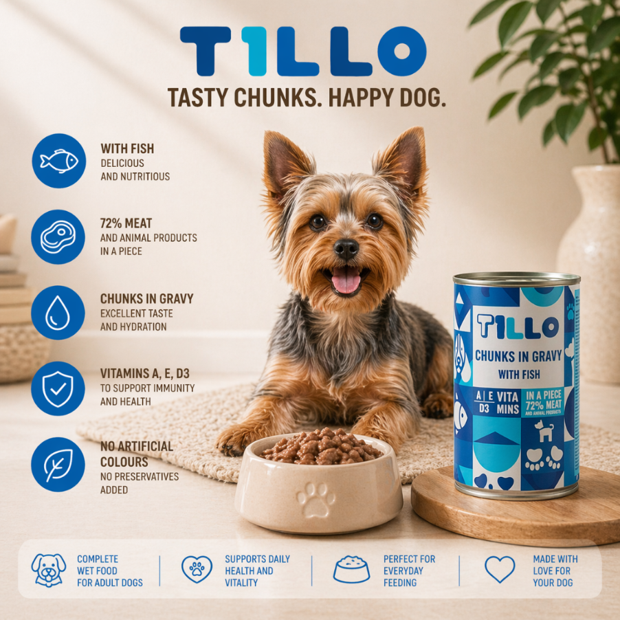 TILLO Chunky Kawałki w sosie dla psa Ryba - puszka 415g