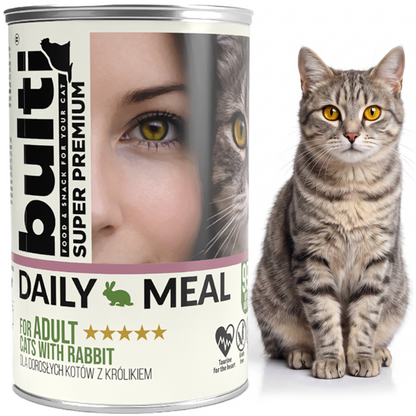 BULTI Daily Meal Adult mokra karma dla kota królik, puszka 24 x 400g