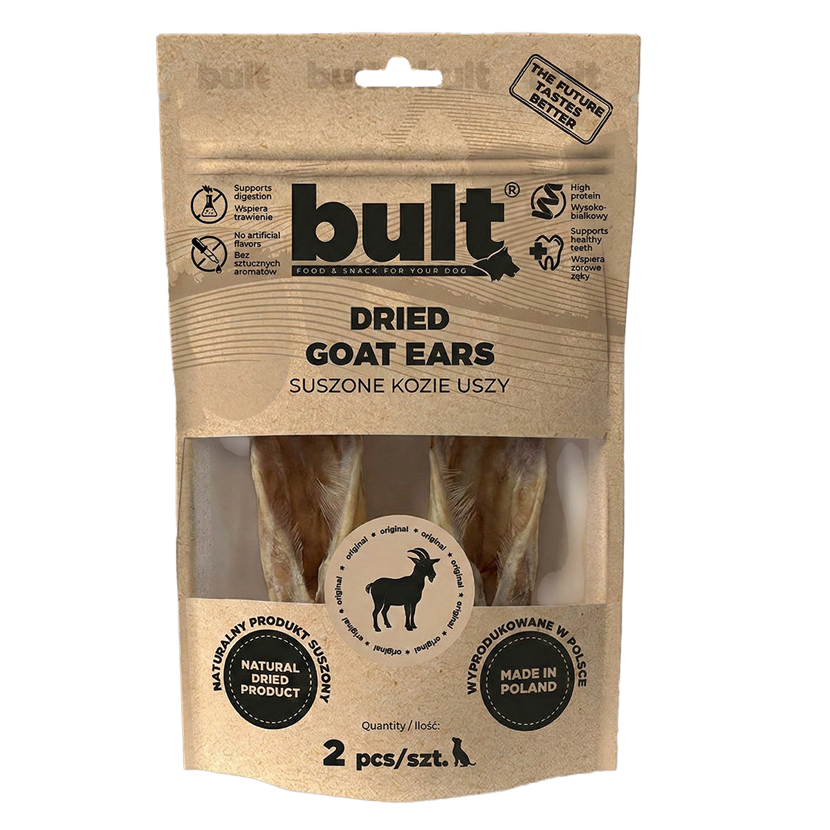 BULT gryzak naturalny dla psa SUSZONE USZY KOZY - 2 szt.