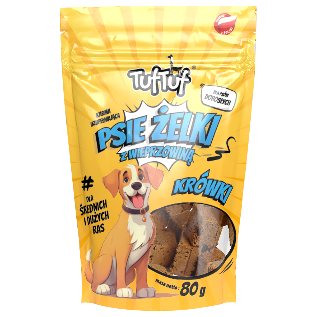 TufTuf psie żelki krówki z wieprzowiną 80g