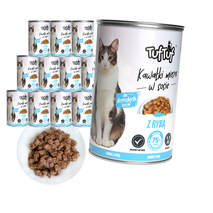 TufTuf puszka kawałki mięsne z rybą Zestaw 12x415g