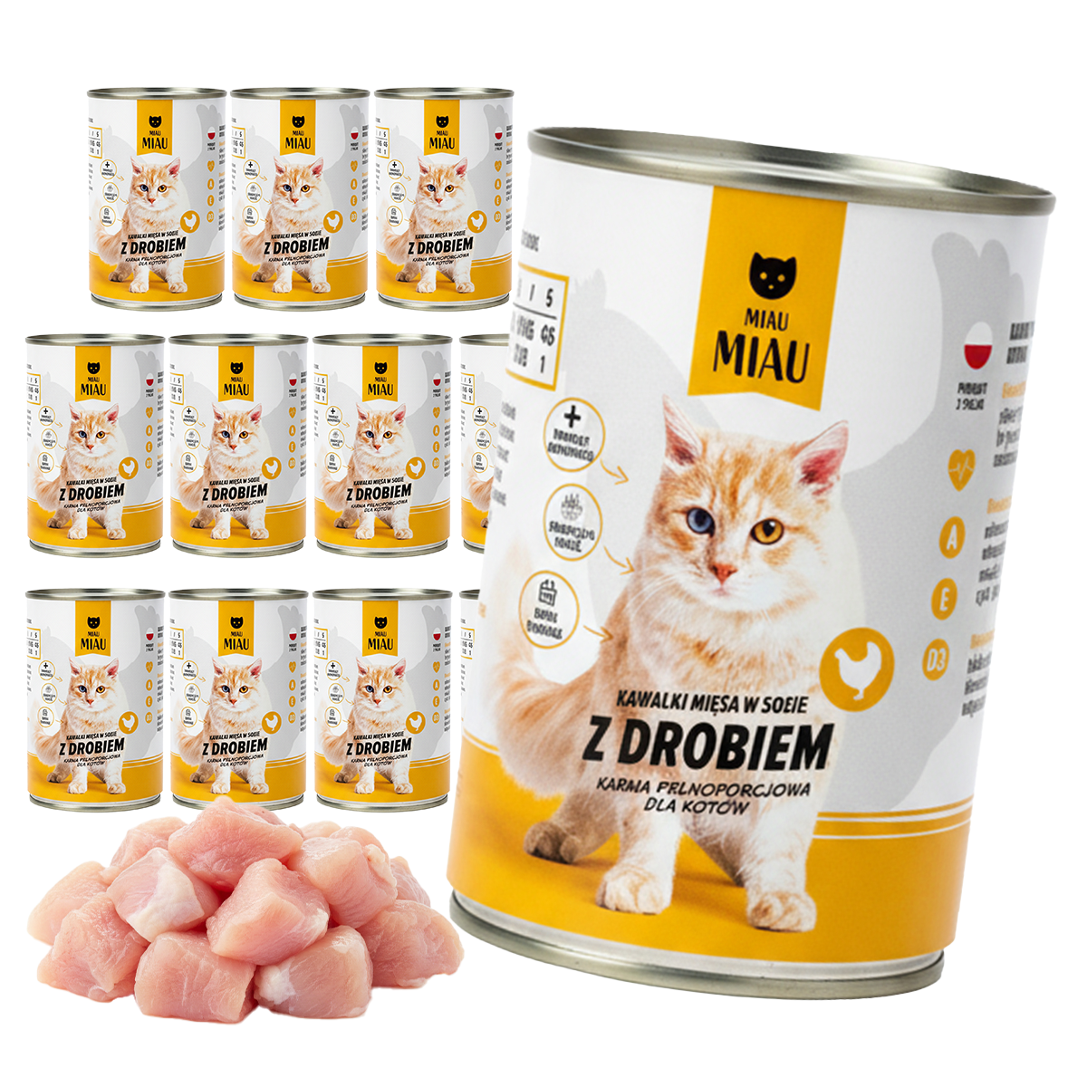 KARMA MOKRA DLA KOTA MIAU MIAU PUSZKA BOGATA W DRÓB 12x415G