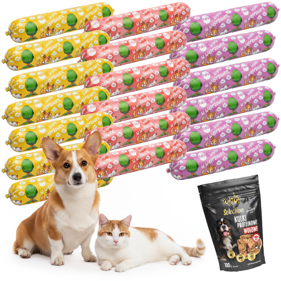 Karma dla psów i kotów – baton mięsny Mix smaków 19x1kg | furia