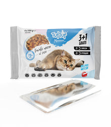 TUF TUF saszetki dla kota 4x100g - 2x dorsz, 2x pstrąg