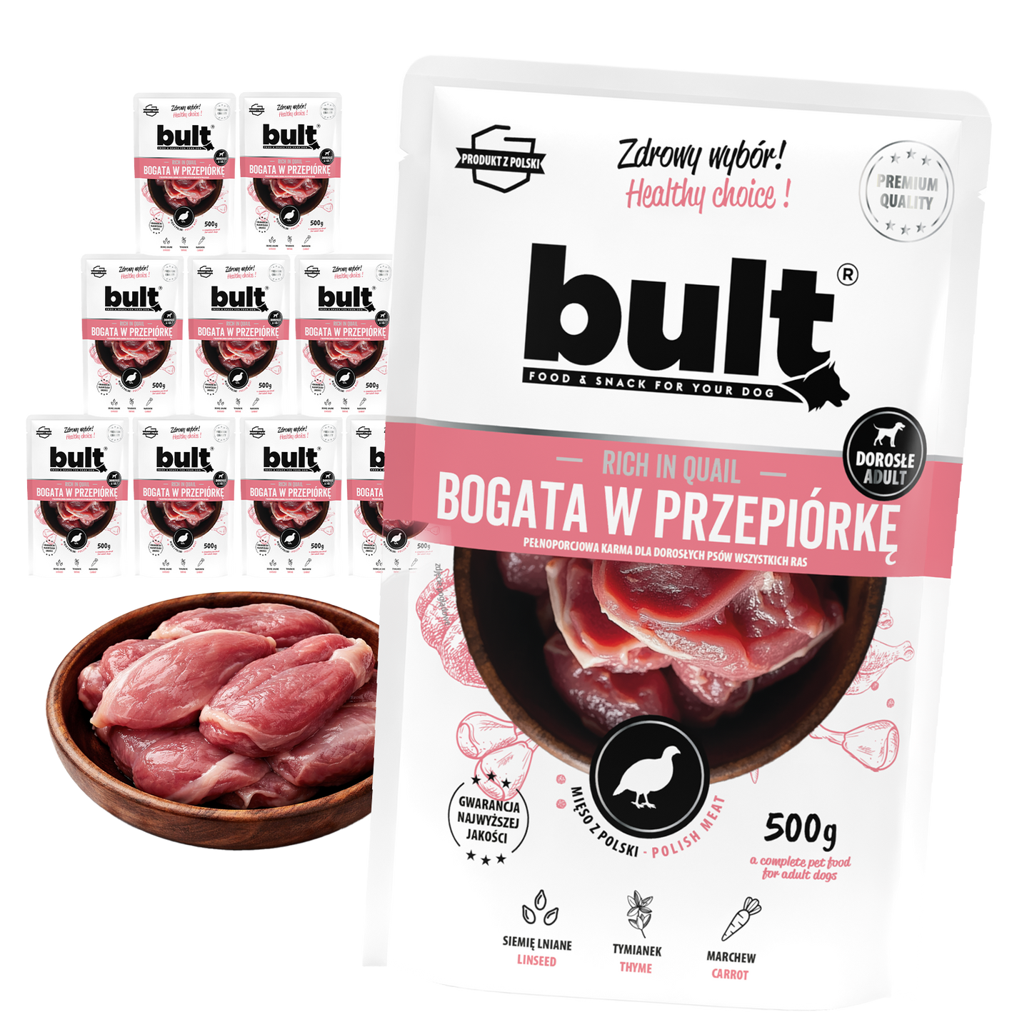 Bult saszetka mielonka bogata w przepiórkę 10x500g