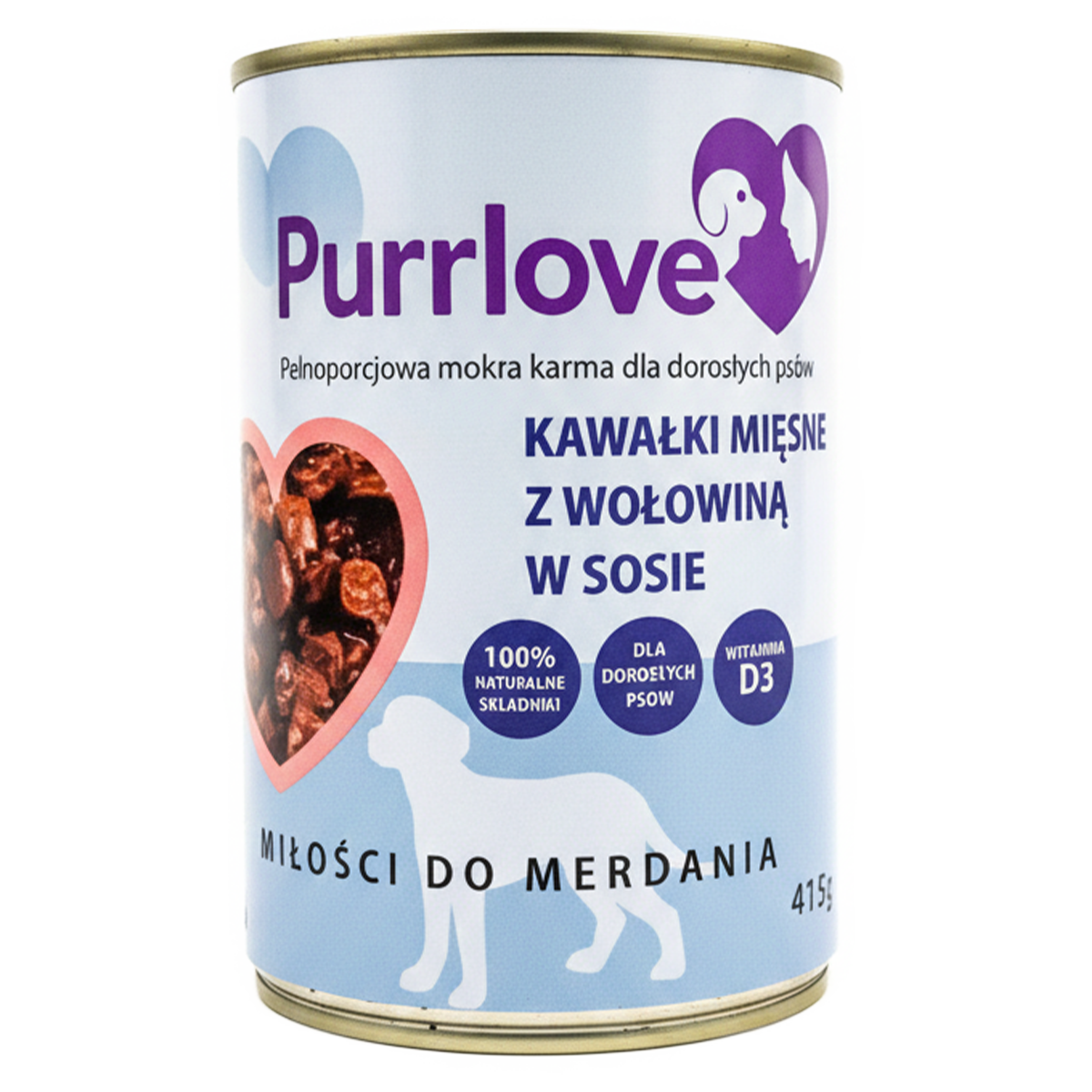 PURRLOVE Kawałki w sosie dla psa Wołowina - puszka 415g
