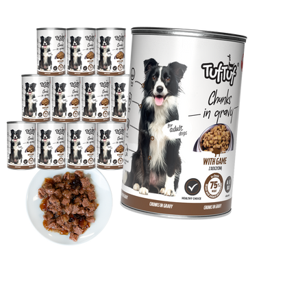 TufTuf puszka kawałki mięsne z dziczyzną Zestaw 12x415g