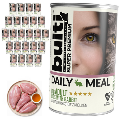 BULTI Daily Meal Adult mokra karma dla kota królik, puszka 24 x 400g