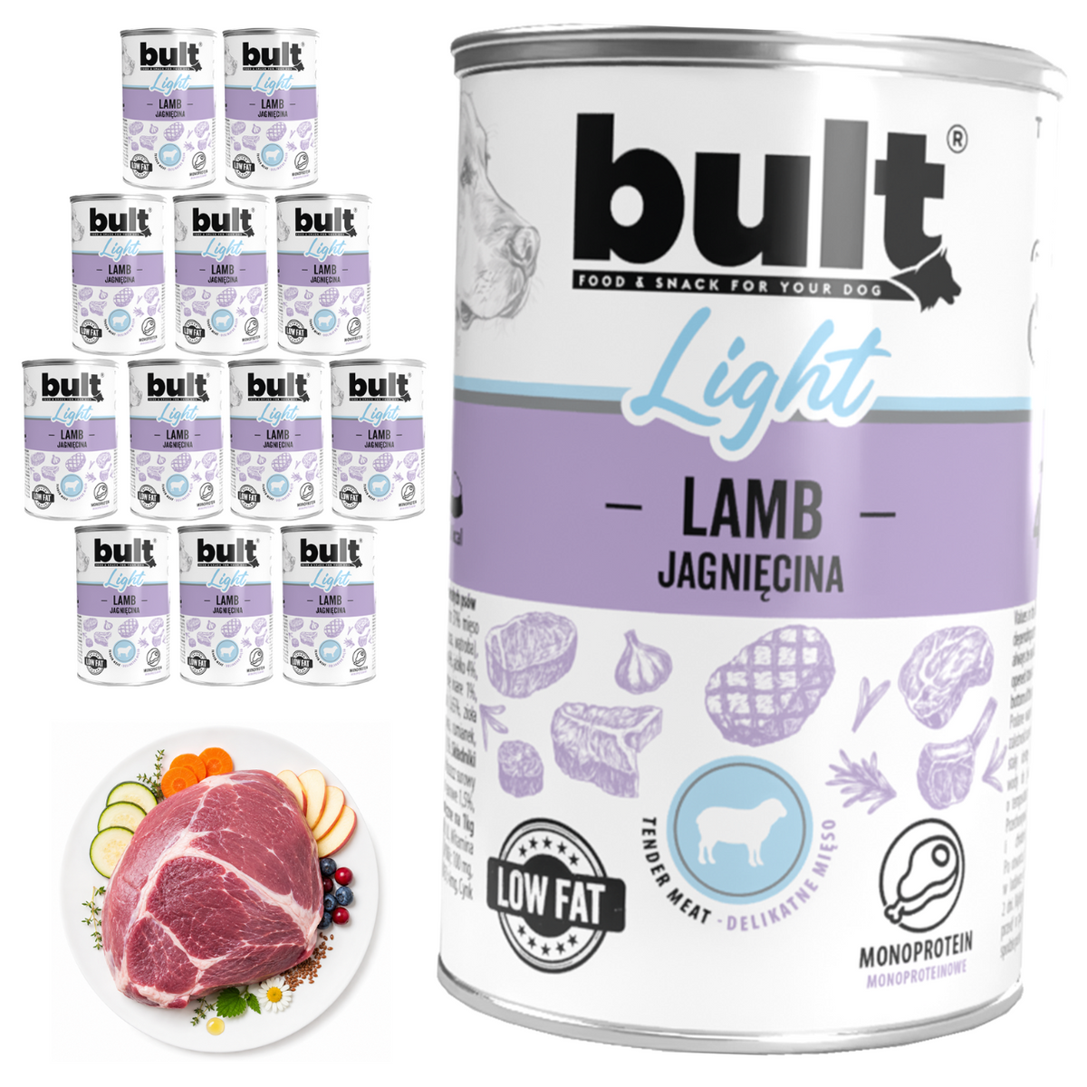 BULT LIGHT mokra karma dla psa jagnięcina, puszka 12 x 400g