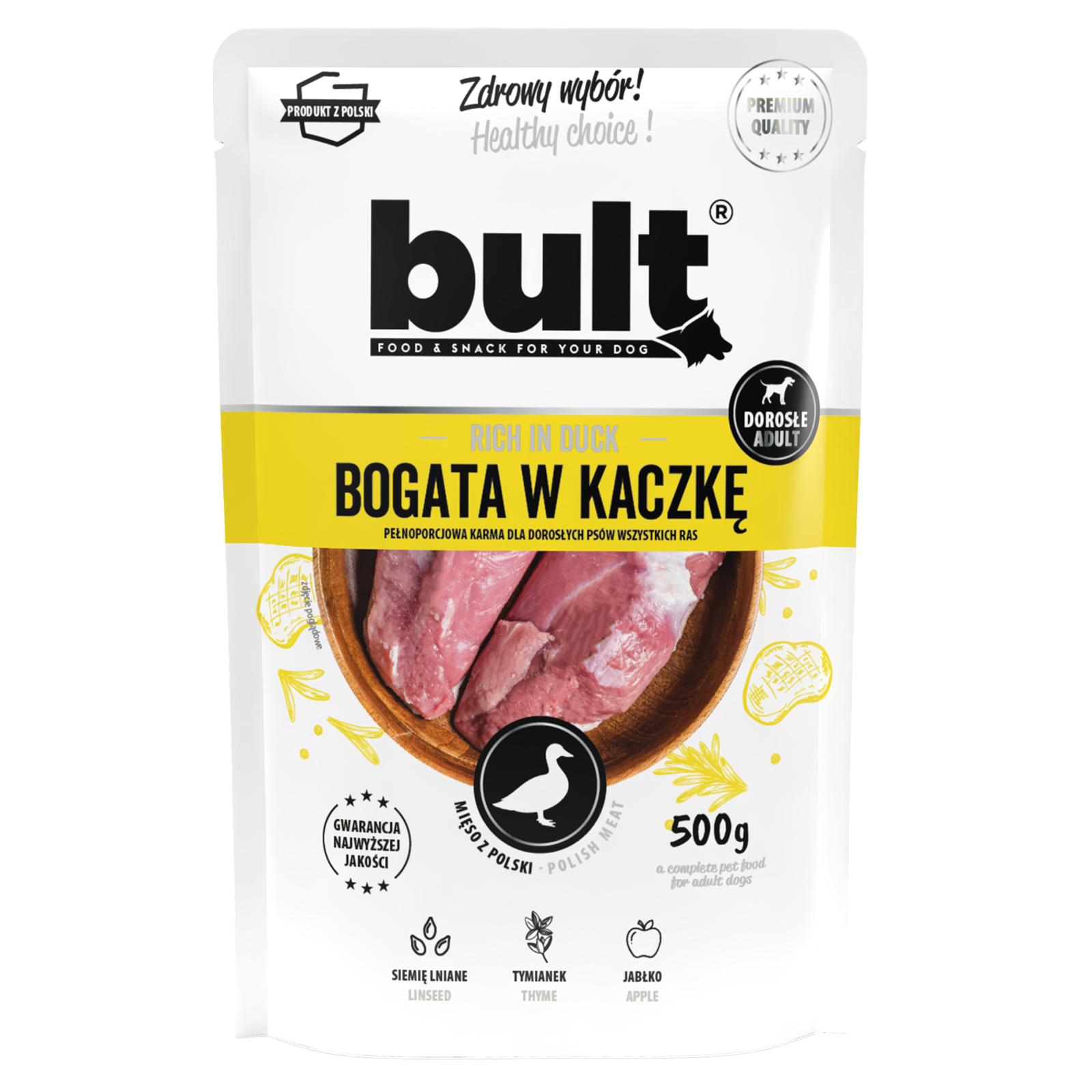 Zestaw 10x500g Saszetka mielonka BULT bogata w kaczkę - bult.dog