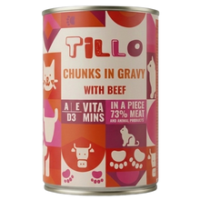TILLO Chunky mokra karma dla kota Wołowina puszka 415g Kawałki w sosie