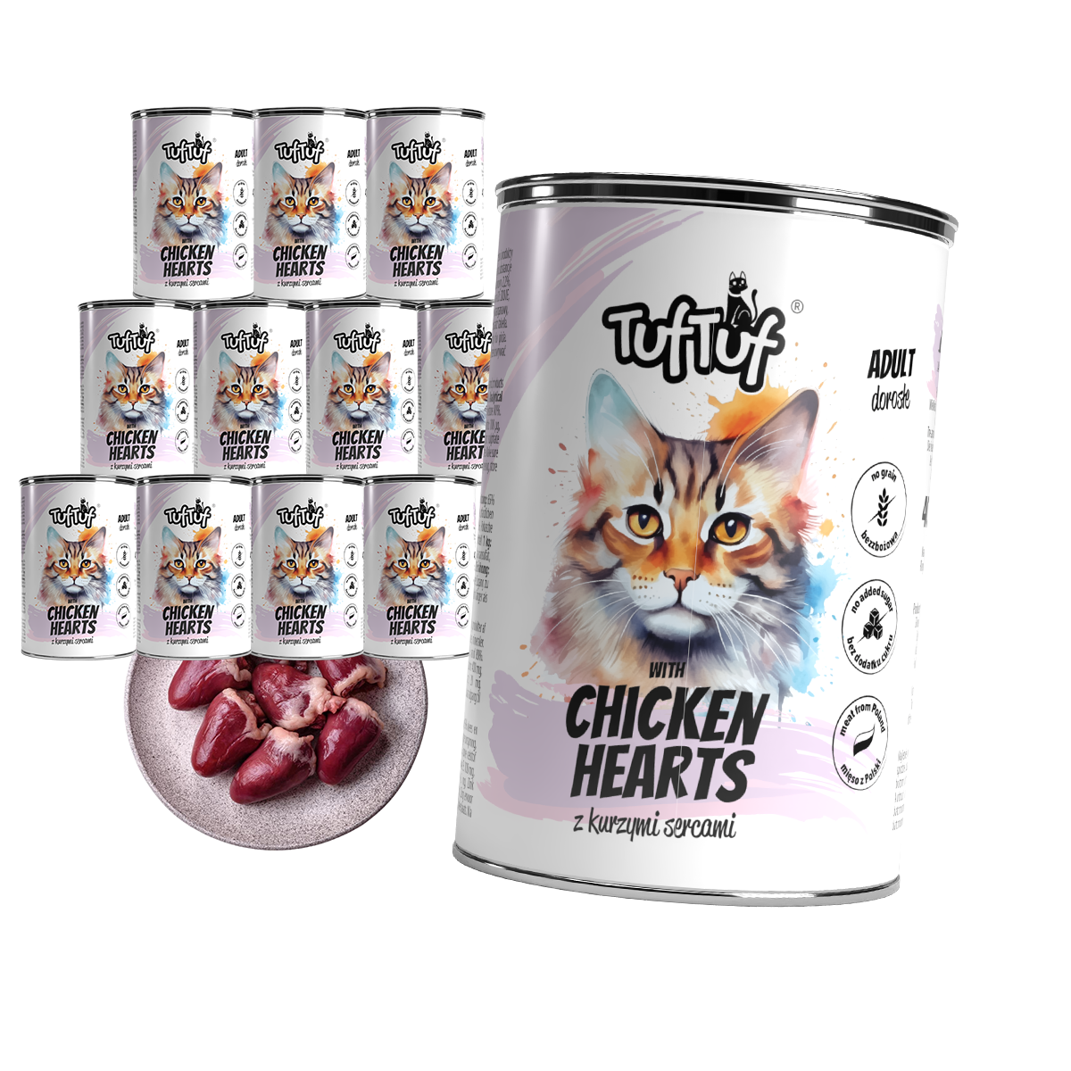 TufTuf puszka mielonka z kurzymi sercami 12x400g