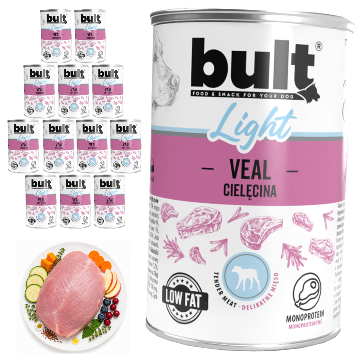 BULT LIGHT mokra karma dla psa cielęcina, puszka 12 x 400g