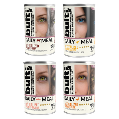 BULTI Daily Meal Sterilized mokra karma dla kota mix smaków, puszka 12 x 400g