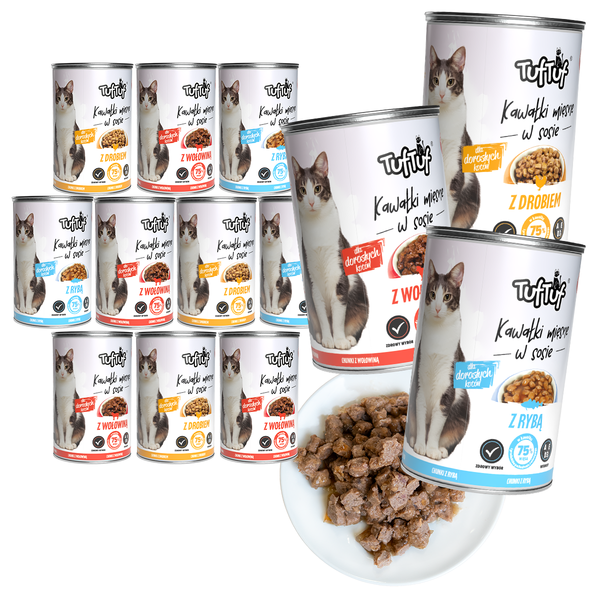TufTuf puszka kawałki mięsne Mix smaków Zestaw 12x415g